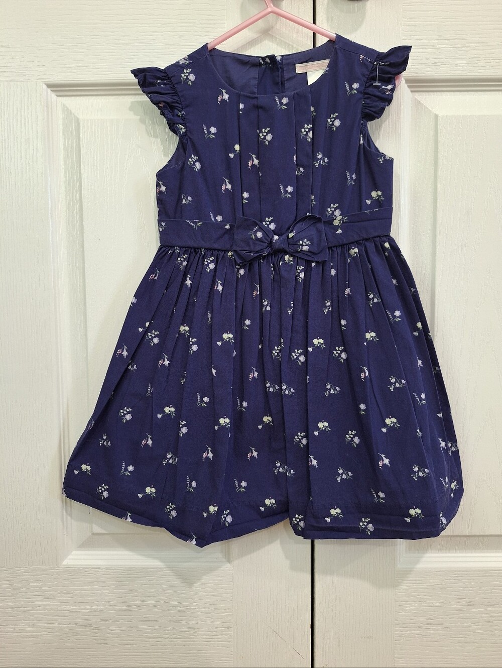 Janie and Jack Navy Blue Floral Bow-Waist Dress